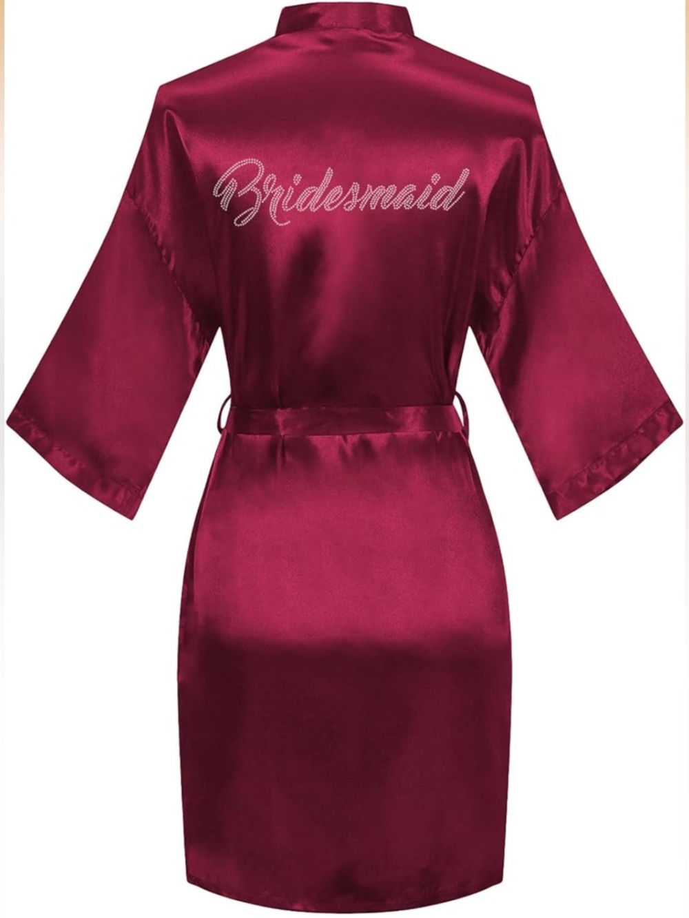 Bridesmaid Satin Robe in Burgundy - Women's Kimono Robe